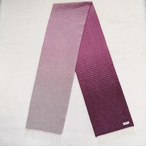 McNutt Wool Scarf Pink Knit Striped Fringed Lambswool